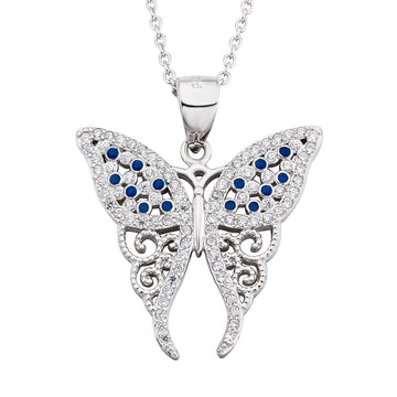 monica Fine Fashion Jewelry-Necklace Lrg Butterfly Necklaces Sparkling Beauties in Solid Sterling Silver